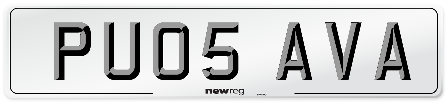 PU05 AVA Number Plate from New Reg